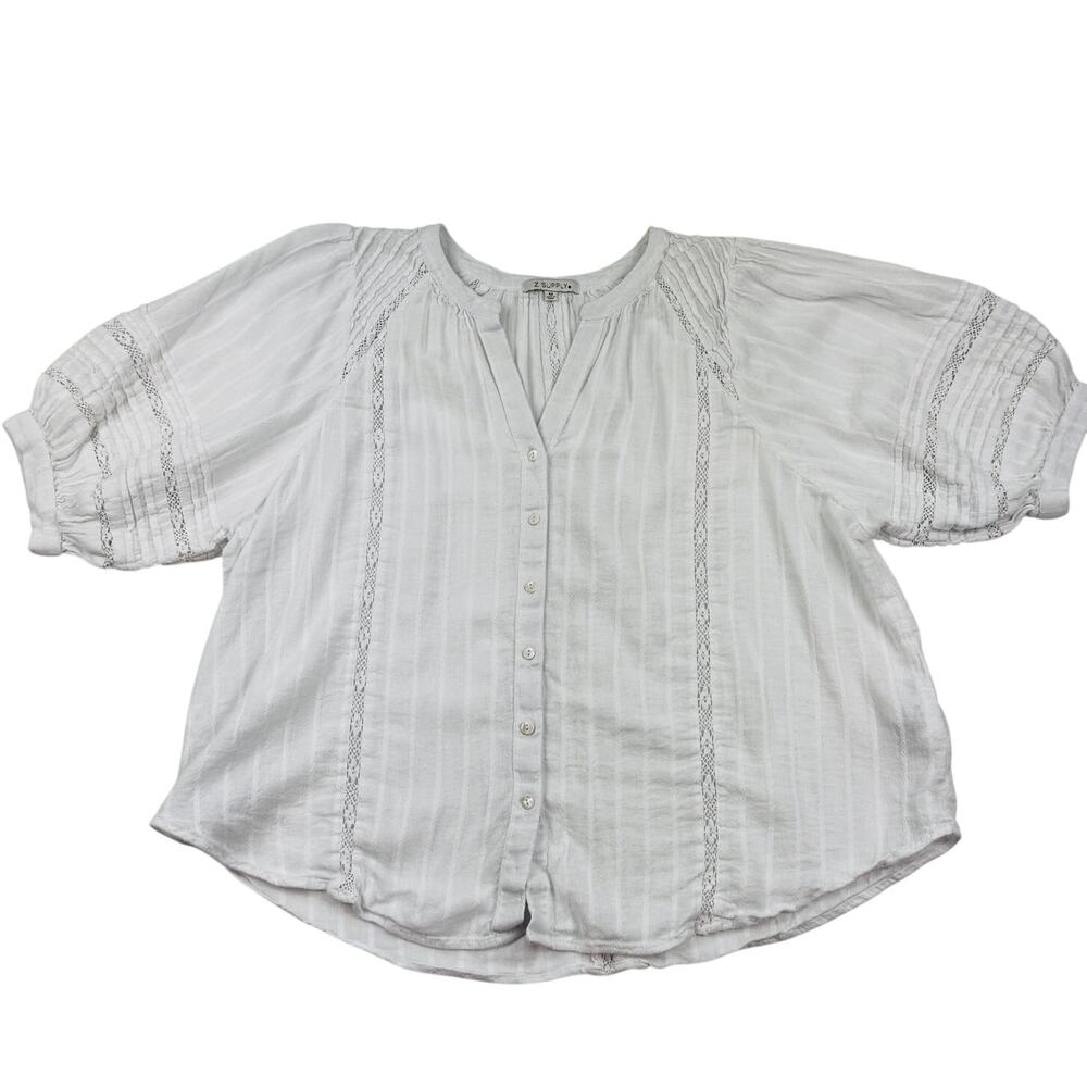Z Supply Cotton Rayon Boho Puff Sleeve Lightweight Top Women's Size Medium